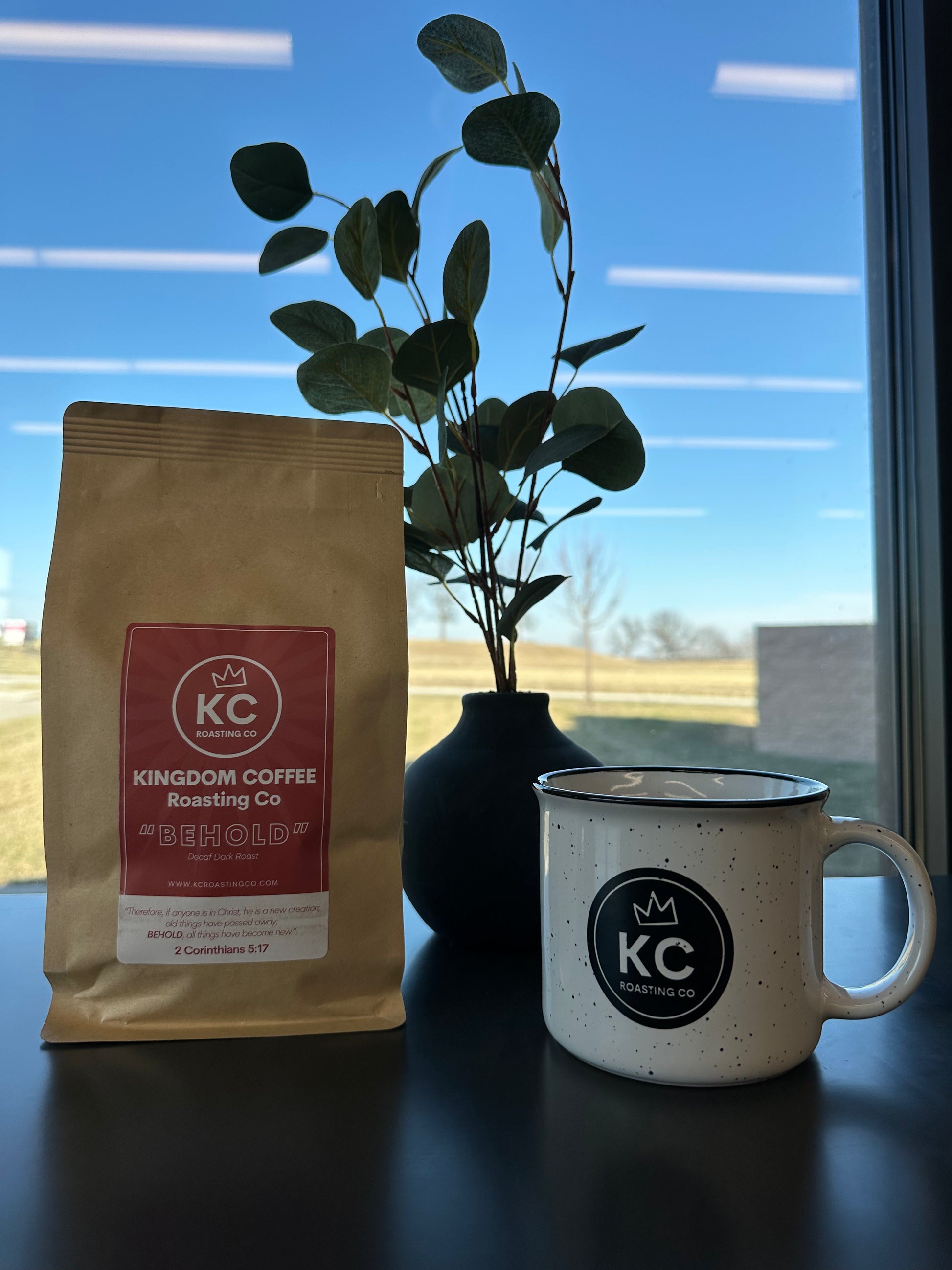 Behold decaf dark roast - Christian coffee inspired by 2 Corinthians 5:17